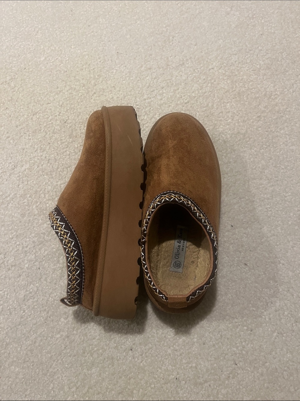 Tan Slip-On Suede Platform Clog
